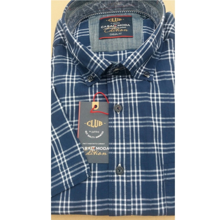 Casa Moda Navy Check Shirt - Big Fellas Clothing