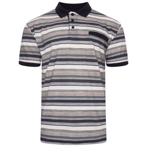 Forge White and Navy Stripe Polo Shirt
