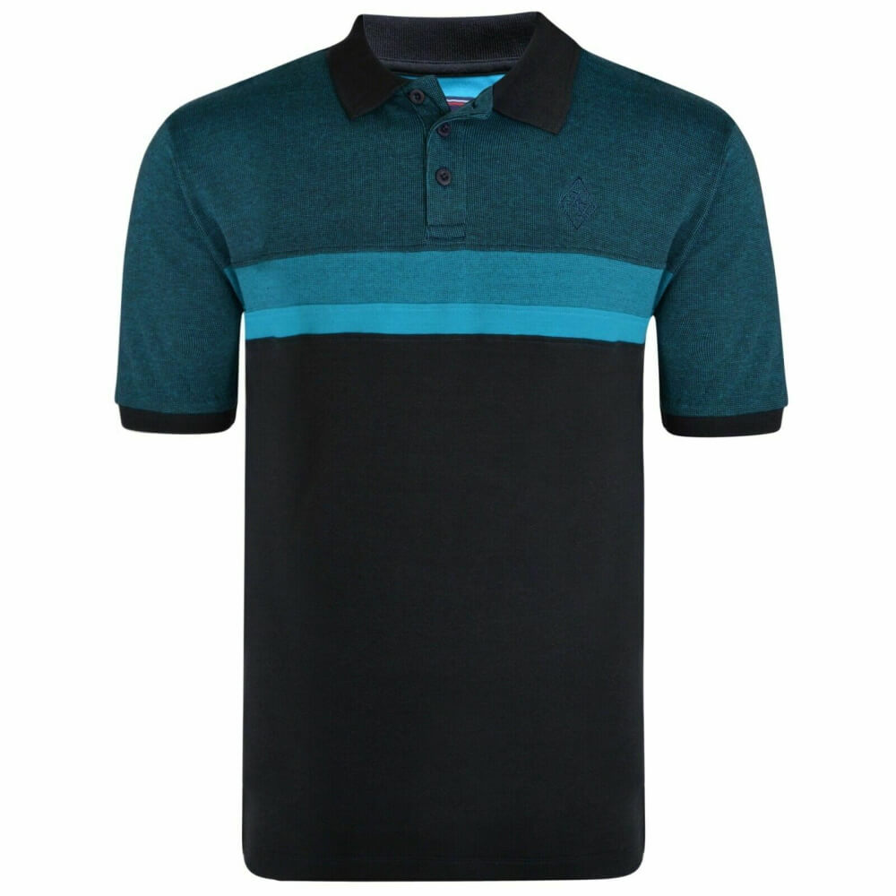 Forge dobby weave contrast polo shirt in breeze blue