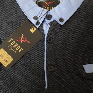 Forge Grey Waffle Pattern Polo Shirt