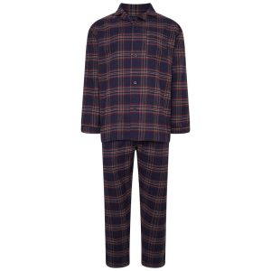 FORGE KINGSIZE NAVY COTTON FLANNEL CHECK PYJAMAS