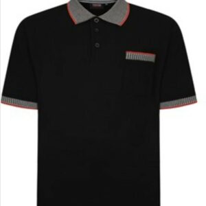 ESPIONAGE P180 HOUNDSTOOTH COLLAR POLO SHIRT In BLACK    2XL3XL4XL5XL6XL7XL8XL