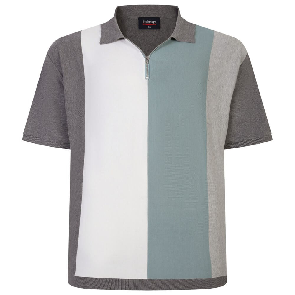 Mens Short Sleeve Striped Knitted Polo