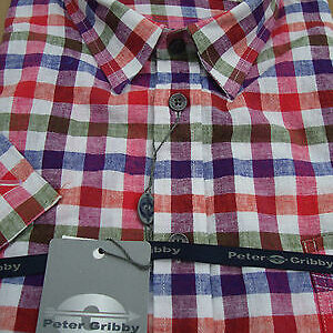 PETER GRIBBY SHORT SLEEVE SHIRT RED/NAVY/GREEN CHECK  2XL3XL 4XL 5XL 6XL 7XL 8XL