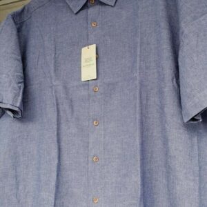 BAR HARBOUR  DENIM BLUE LINEN MIX SHORT SLEEVE SHIRT BX0399B 2XL3XL4XL5XL