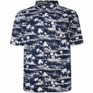 ESPIONAGE SH355 NAVY PALM PRINT  SHORT SLEEVE  SHIRT 2XL3XL4XL5XL6XL7XL8XL